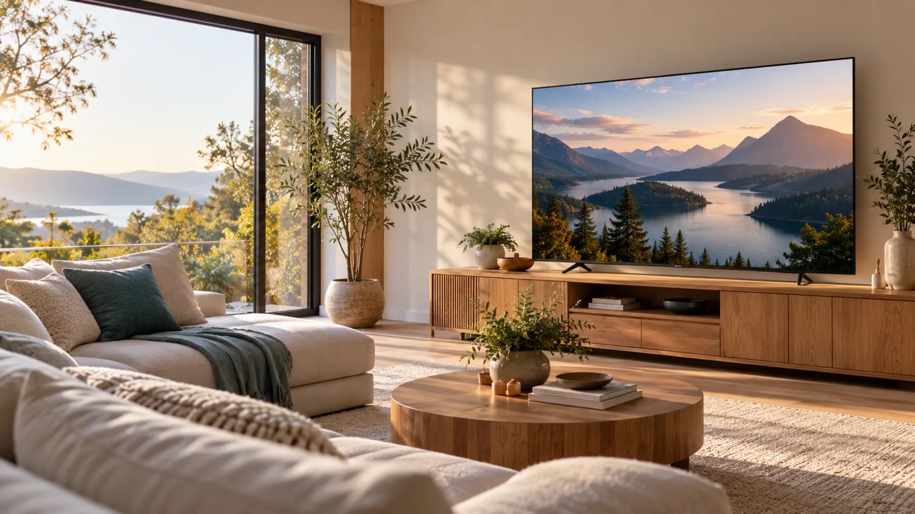Modern living room set up for moatv IPTV streaming